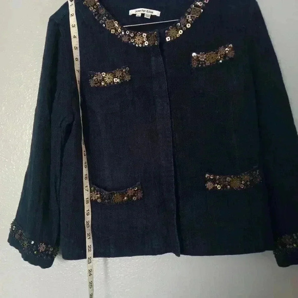 Jennifer Eden Denim Jacket Blazer Sequined Size 16 - Picture 5 of 16